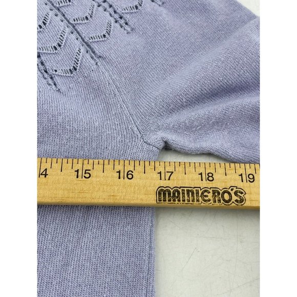 Ann Taylor Loft Women's Long Sleeve Blue Knit Sweater Open Fan Pattern Size S - Picture 7 of 10